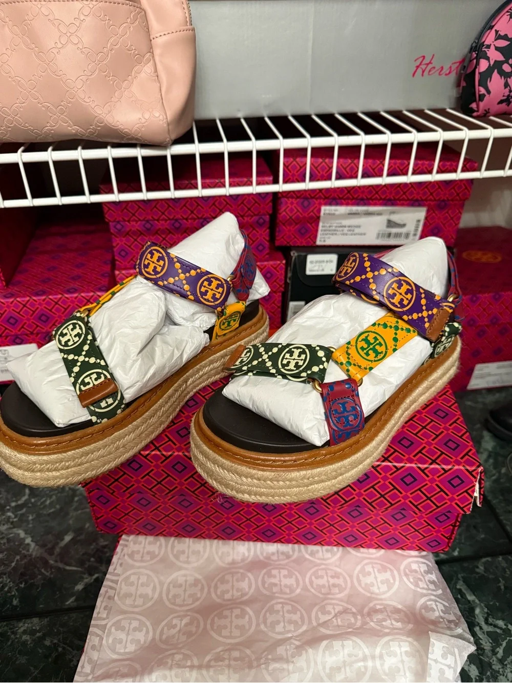 Tory Burch T Monogram Rope Sport Sandal in Bourbon/Coco